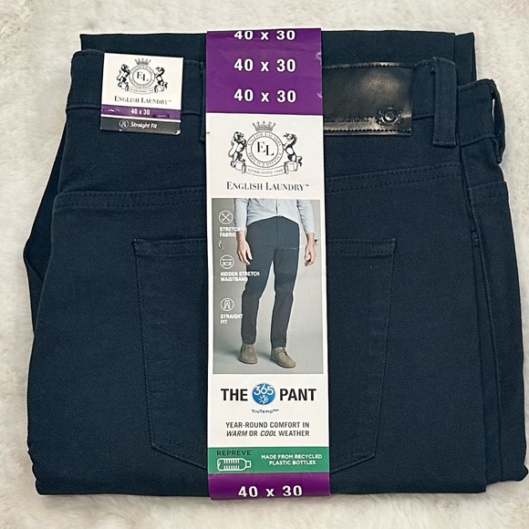 English Laundry Men’s 365 5 Pocket Pant Straight Fit, Blue, 40x30 - Picture 5 of 6